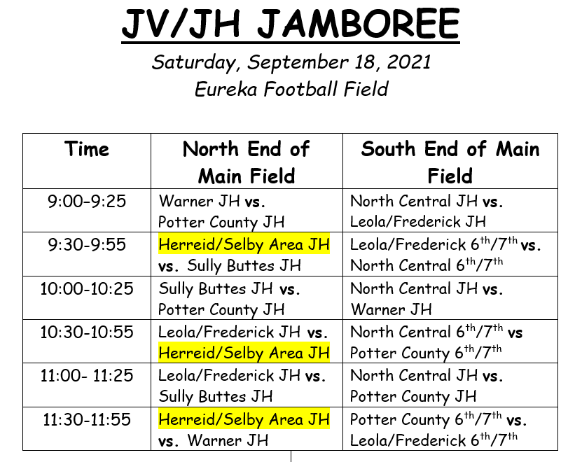 JH Jamboree Schedule